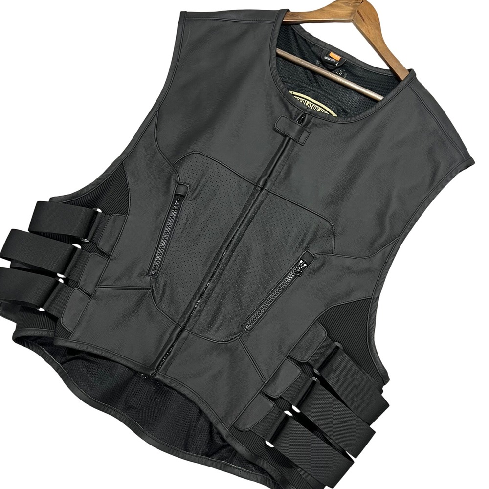 Icon Regulator Vest D3O Black Leather Motorcycle Tactical Vest Mens 2XL 3XL
